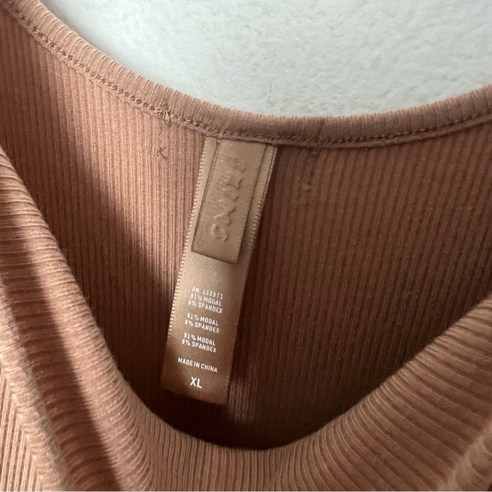 Skims soft lounge ribbed stretch-modal tan Sienna slip dress Size XL NWOT - Picture 5 of 5